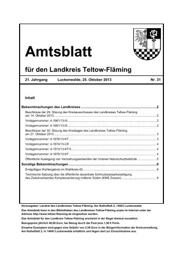 Amtsblatt - Landkreis Teltow-Fläming