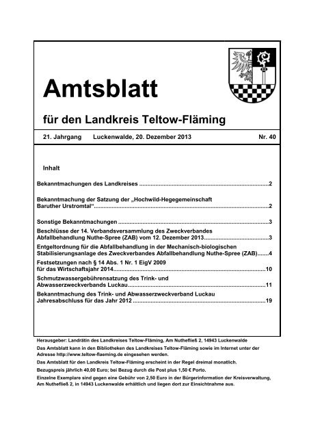 Amtsblatt - Landkreis Teltow-Fläming