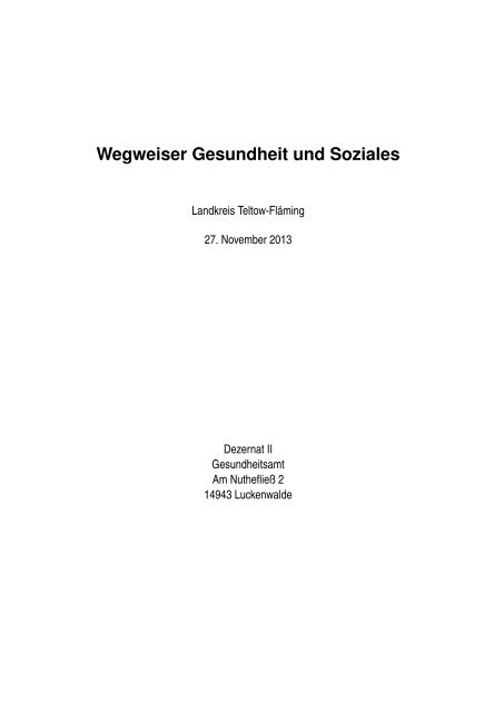 Wegweiser Gesundheit und Soziales Teltow-Fläming - Landkreis ...