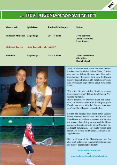 Club-Magazin 2013 - Tennisclub Grün-Weiß Stadthagen e.V.