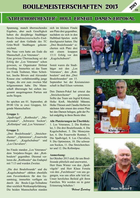 Club-Magazin 2013 - Tennisclub Grün-Weiß Stadthagen e.V.