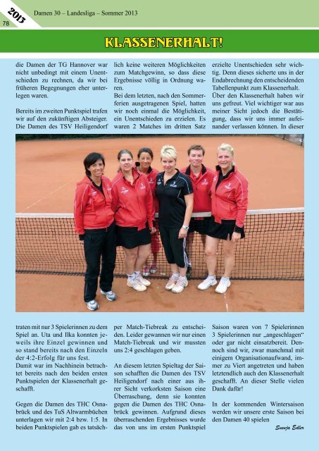 Club-Magazin 2013 - Tennisclub Grün-Weiß Stadthagen e.V.