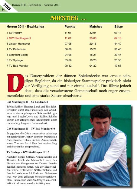 Club-Magazin 2013 - Tennisclub Grün-Weiß Stadthagen e.V.