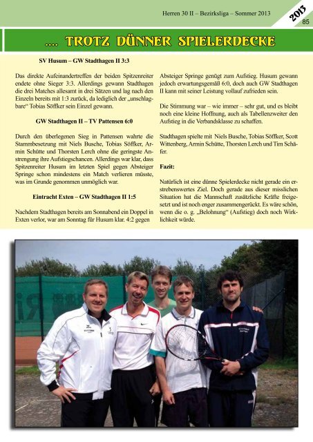 Club-Magazin 2013 - Tennisclub Grün-Weiß Stadthagen e.V.