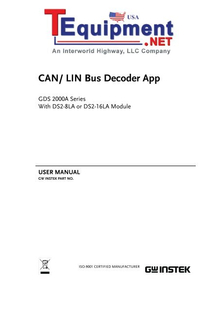CAN/ LIN Bus Decoder App - TEquipment.NET