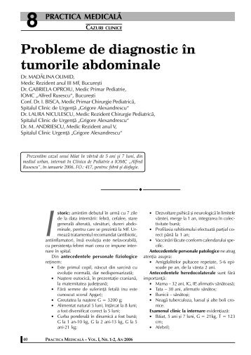 Probleme de diagnostic în tumorile abdominale - medica.ro