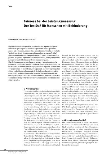 Fairness bei der Leistungsmessung: Der TestDaF ... - TestDaF-Institut