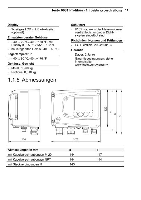 Bedienungsanleitung testo 6681 Profibus, 6610, P2A software Band 1