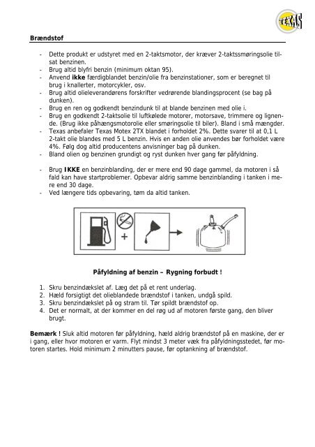 Betjeningsvejledning User manual SLP 600 Vigtig ! Caution ! - Texas