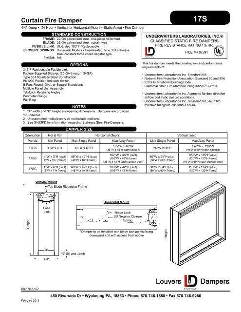 17S Curtain Fire Damper