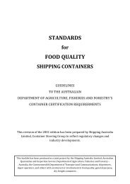 STANDARDS for FOOD QUALITY SHIPPING CONTAINERS