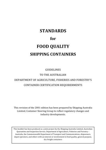 STANDARDS for FOOD QUALITY SHIPPING CONTAINERS