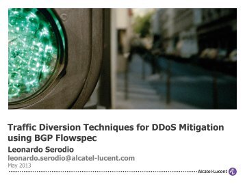 Traffic Diversion Techniques for DDoS Mitigation using ... - Nanog
