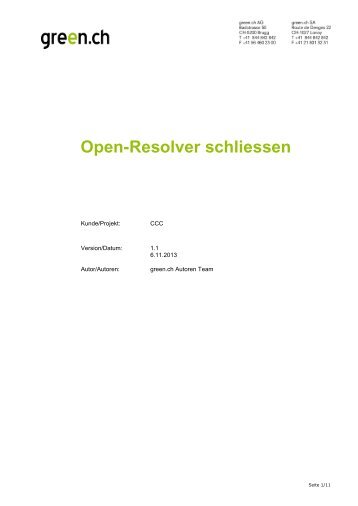 Anleitung Open-Resolver schliessen - Green.ch