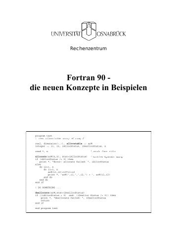 Fortran 90 - Rechenzentrum Universität Osnabrück