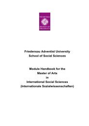 Friedensau Adventist University School of Social Sciences Module ...