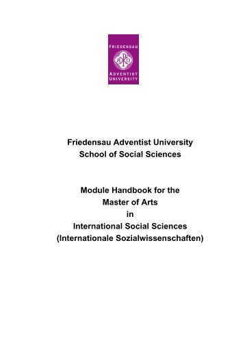 Friedensau Adventist University School of Social Sciences Module ...