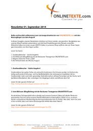 Newsletter 01. September 2014