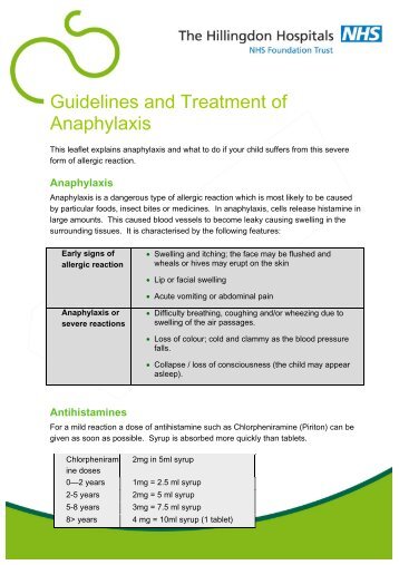 Guidelines and Treatment of Anaphylaxis