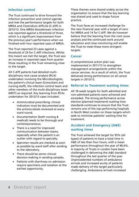 Annual Report and Accounts 2012/13 - Hillingdon Hospital NHS Trust