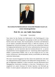 Prof. Dr. rer. nat. habil. Hans Kaiser - Institut für Mathematik