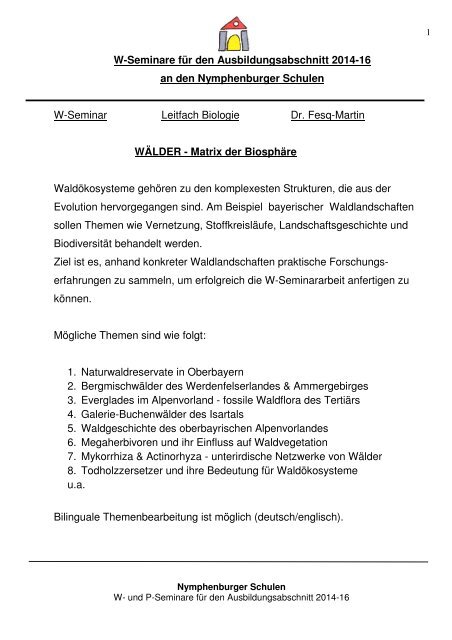 Beschreibungen für Homepage W-Seminare - Nymphenburger ...