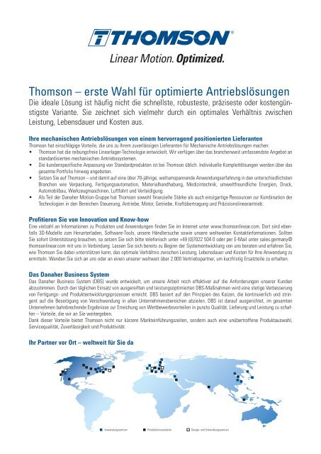 Katalog Linearaktuatoren Elektrohubzylinder - Thomson