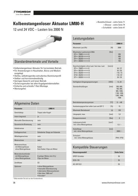 Katalog Linearaktuatoren Elektrohubzylinder - Thomson