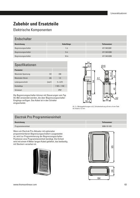 Katalog Linearaktuatoren Elektrohubzylinder - Thomson