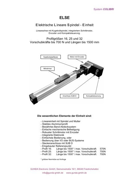 Elektrische Lineare Spindel - Einheit - THS Industriebedarf