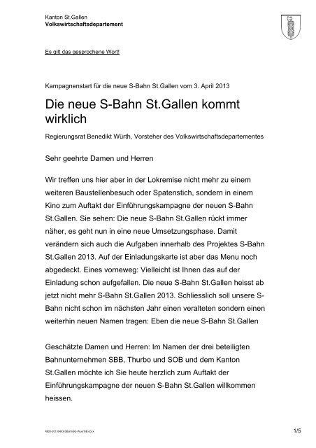 Die neue S-Bahn St.Gallen kommt wirklich - Thurbo