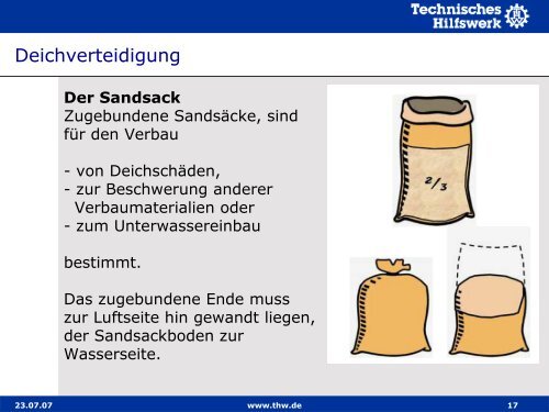 Deichverteidigung und Hochwasserschutz - THW Gst Straubing