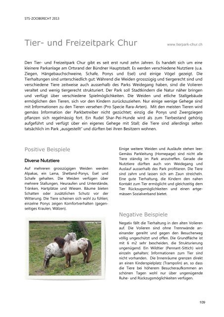STS-Zoobericht 2013 - Schweizer Tierschutz STS