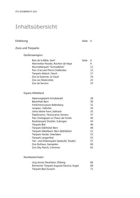 STS-Zoobericht 2013 - Schweizer Tierschutz STS