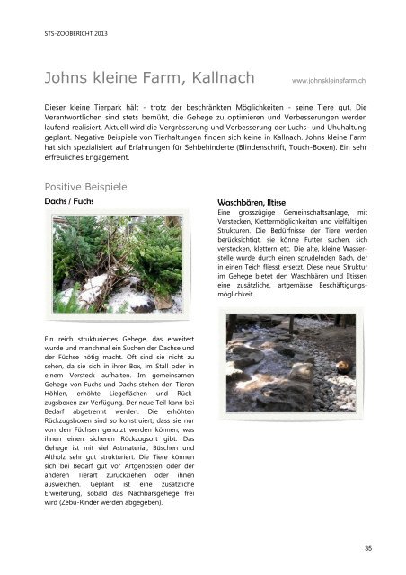 STS-Zoobericht 2013 - Schweizer Tierschutz STS