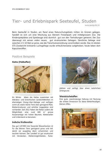 STS-Zoobericht 2013 - Schweizer Tierschutz STS