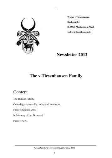 famliy news letter for 2012 - Tiesenhausen