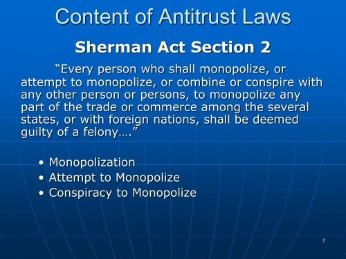 Enforcement Aspects of American Antitrust Law Prof. Joseph P. Bauer