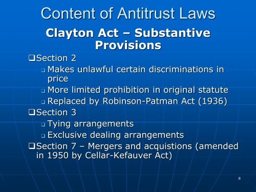 Enforcement Aspects of American Antitrust Law Prof. Joseph P. Bauer