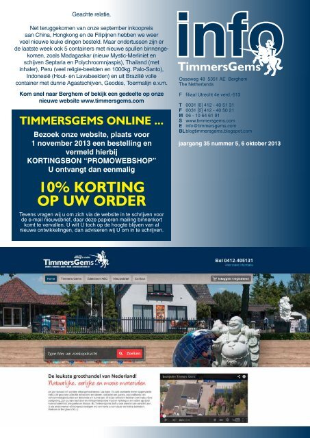 10% kORTING Op uw ORdER - Timmers-Gems B.V.