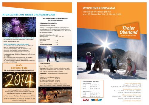 Wochenprogramm - Tiroler Oberland