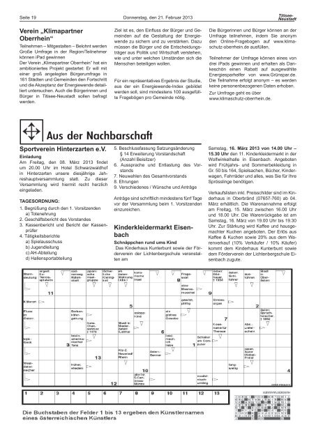 Amtsblatt Nr. 04 vom 21.02.2013 - Titisee-Neustadt