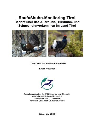 Raufußhuhn-Monitoring Tirol - Tiroler Jägerverband