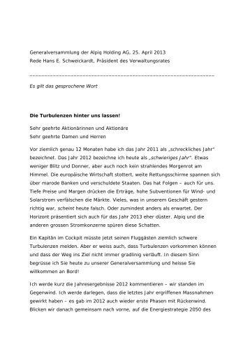 Rede von Hans E. Schweickardt an der Alpiq GV 2013 PDF