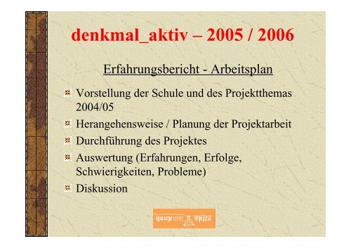 Bericht der Karl-Volkmar-Stoy-Schule, Jena - Denkmal aktiv