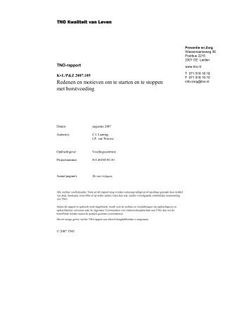 Redenen en motieven om te starten en te stoppen met ... - TNO