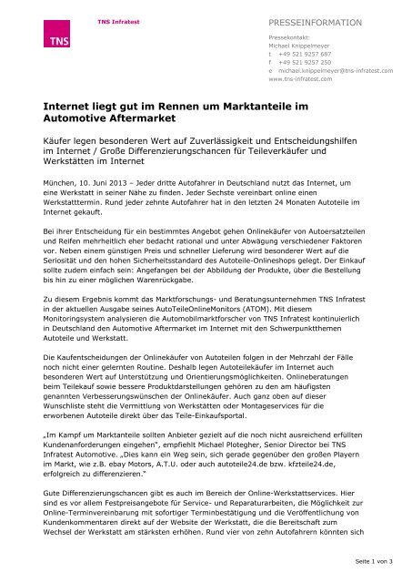 Presseinformation als PDF - TNS Infratest