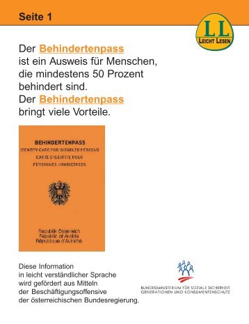 Behindertenpass - Informationsblatt 2 (283 KB)