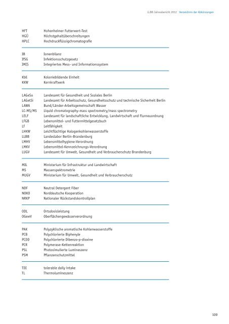 Jahresbericht 2012 - Landeslabor Berlin - Brandenburg