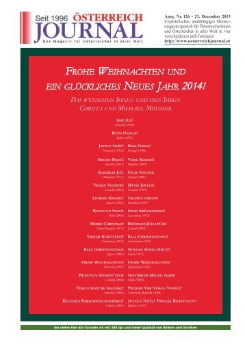 frohe weihnachten und ein glückliches neues jahr 2014! - Österreich ...
